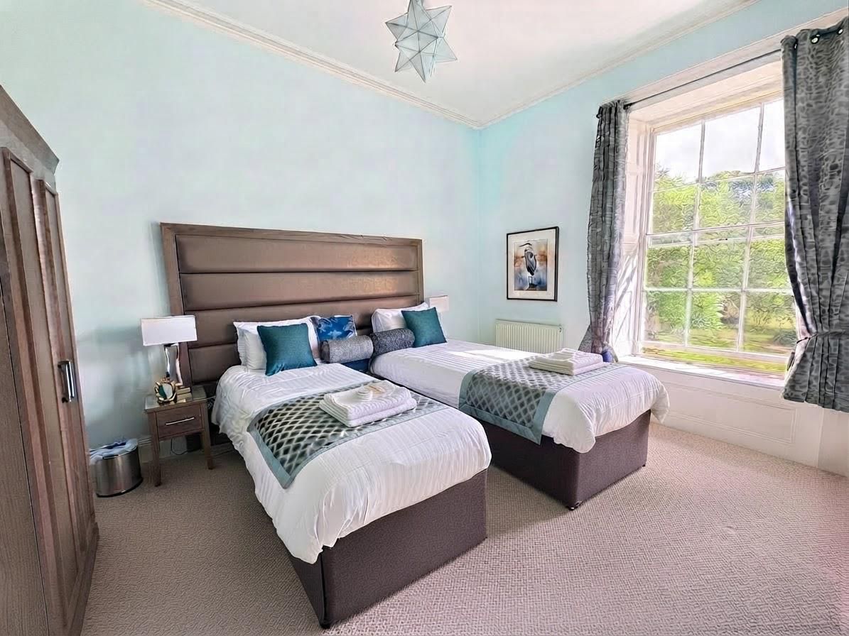 Collage of calm retreat bedrooms with twin, single and private room layouts